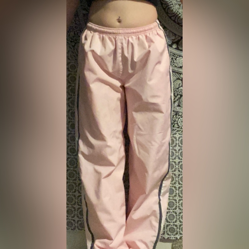pink silky baggy pants